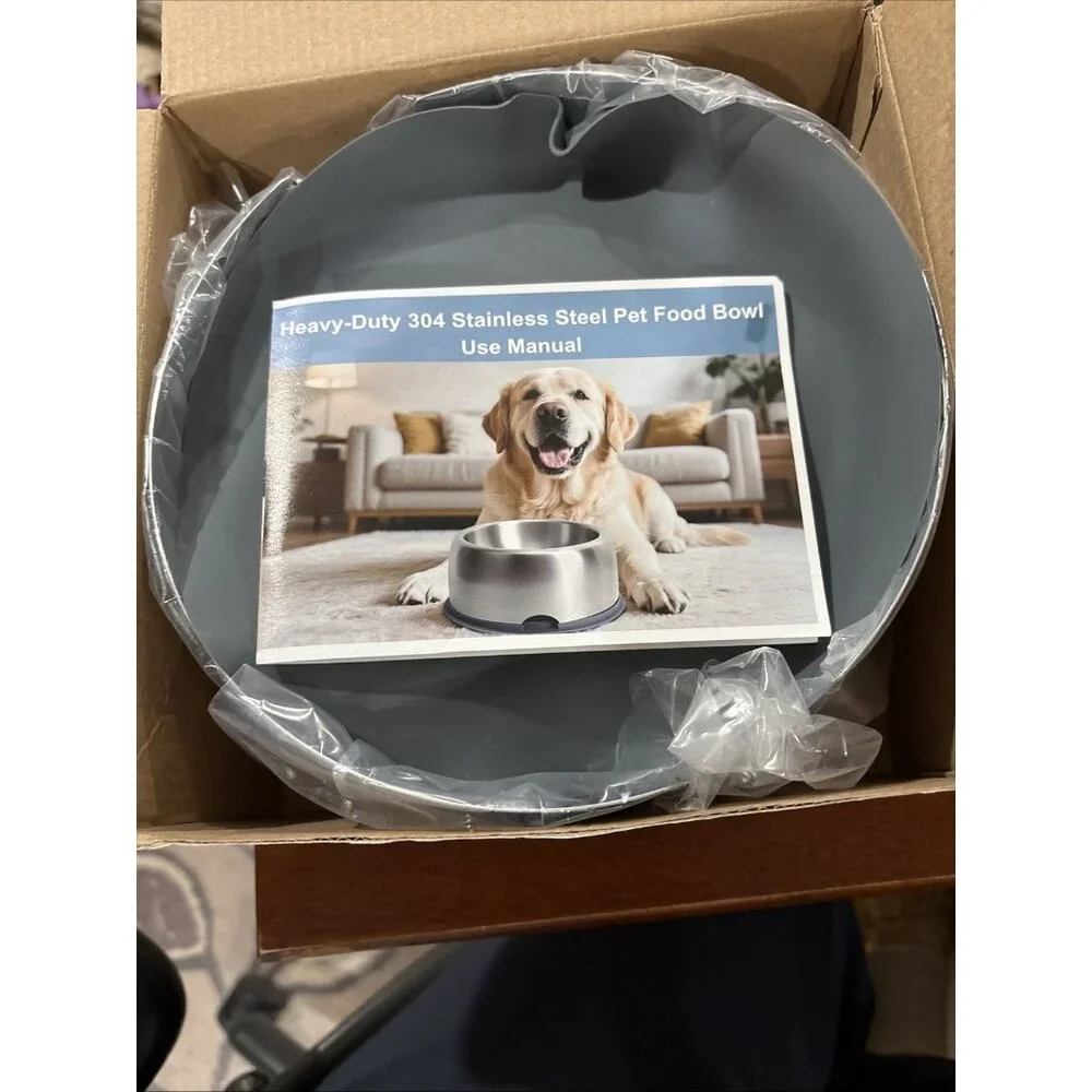 PET FOOD/WATER BOWL * 5 mm Stainless Steel * Non-Skid * Dog or Cat * 5 Cups